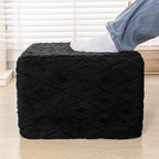 Fluffy Square Ottoman Pouf with All-in-One Foam Filling 20 x 14 Inches Furry Ottoman Foot Rest Foot Stool for Living Room or Bedroom (Black)