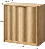 Evermagin 31.5" Oak Buffet Cabinet with Storage, Small Sideboard Cabinet, Boho Accent Credenza, Fluted Console Table with Doors for Dining Room, Kitchen, and Living Room