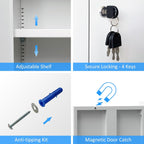 iJINGUR Metal Storage Cabinet with Locking Doors and Adjustable Shelves, 53.5-Inch Tall Lockable Storage Cabinets for Home Office Garage Kitchen Pantry (White)