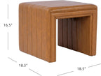 HomePop 19" Modern Channel Tufted Ottoman - Carmel Brown Faux Leather