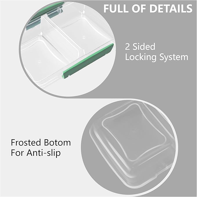 Finorder 3 Pack Food Storage Containers | 11.8 oz BPA Free Plastic Meal Prep Containers with Dividers | Microwave & Dishwasher Safe Sandwich Boxes | Stackable Lunch Containers (11.8 oz Each)