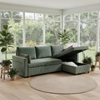 Ball & Cast 86" Sectional Sleeper Sofa Bed Pull Out Couches for Living Room | L Shaped Convertible Pull Out Sofa Bed with Reversible Storage Chaise and Side Pocket, 3-Seat Sofa for Small Space Apartment