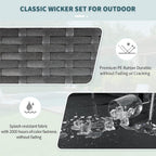 NICESOUL Modern Luxury All-Weather Outdoor Wicker Ottoman Set of 2, 500 Lbs Alloy Steel Frame Footrest, Comfortable Wide Deep Seat 2-Piece Rattan Foot Stool with Padded Cushion for Patio, Dark Gray