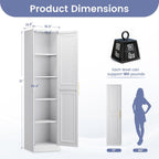 71''Tall Narrow Storage Cabinet Metal Bathroom Cabinet with Doors and 4 Adjustable Shelves, Slim Pantry Cabinets Cupboard for Small Space, Apartment, Bathroom, Kitchen, Laundry (White)