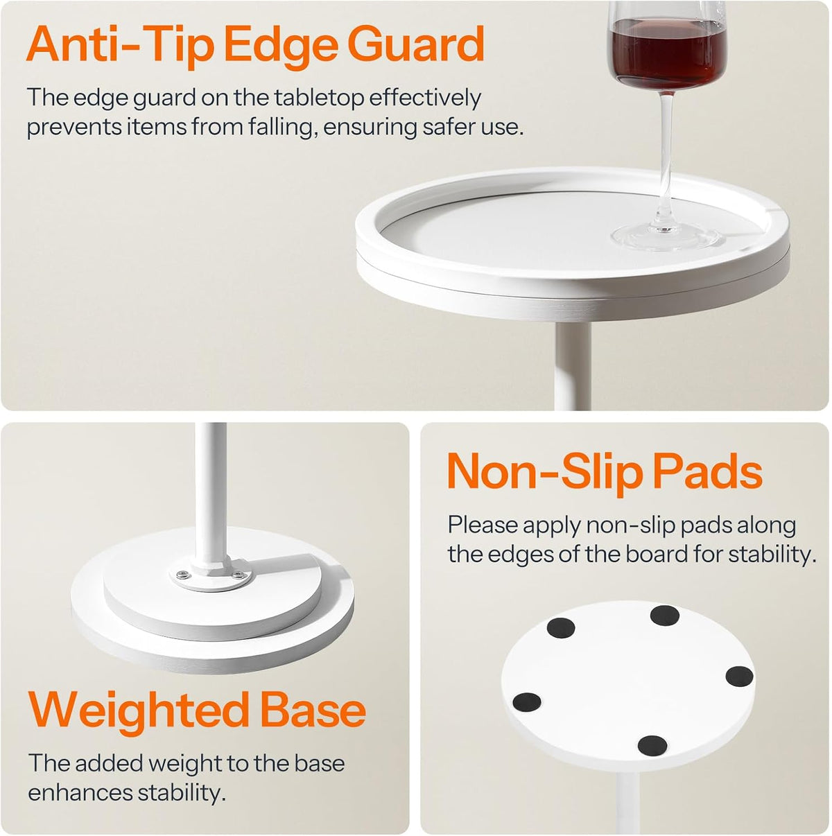 HOOBRO Small Round Side Table, Drink Table, Coffee Martini Table with Pedestal Accent for Small Spaces in Living Room, Bedroom, Sofa Couch, White WW168BZ01