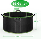 Grow Bags of 3-Pack 50 Gallon, Garden Planter Bags with Handles, 320GThickened Nonwoven Fabric Aeration Planting Pots, Heavy Duty Cloth Pots for Plants, Black
