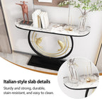 Narrow Long Entryway Accent Table with Marble Tabletop,Modern Console Table with Geometric Metal Legs,with Geometric Metal Frame,for Corridor/Entrance/Living Room/Bedroom(B,100cm/39.4in)