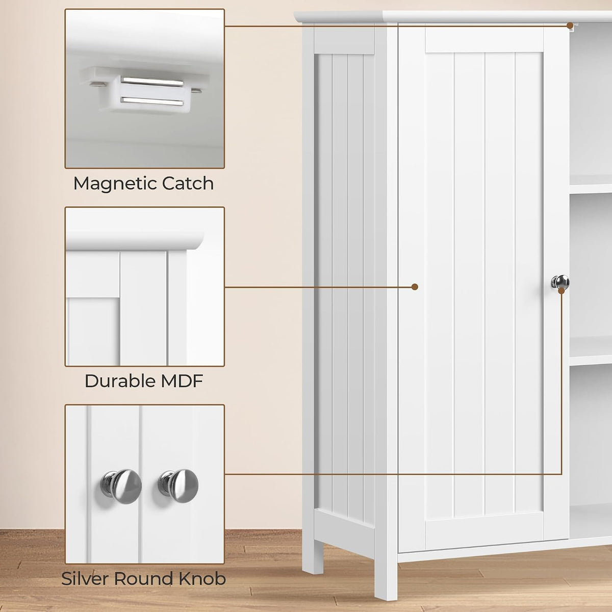 Yaheetech Small Bathroom Storage Cabinet for Towels with 2 Doors, White