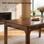 31.5" Solid Wood Dining Room Table for 2,Modern Farmhouse Rectangular Kitchen Real Wooden Table,Mid Century Fluted Design Furniture Desk for Home,Small Space,Apartment,Living Room Walnut
