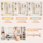 Vanity Desk with Mirror and LED Lights, Makeup Vanity Set with Power Outlet, and Stool,Jewelry Storage,White Vanity Desk for Bedroom