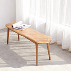 Natural Oak Wood Dining Bench, 39.37 x 11.81 x 16.14 Inches,Oak, Half-Round Design (39.37" Lx11.81 Wx16.14 H)