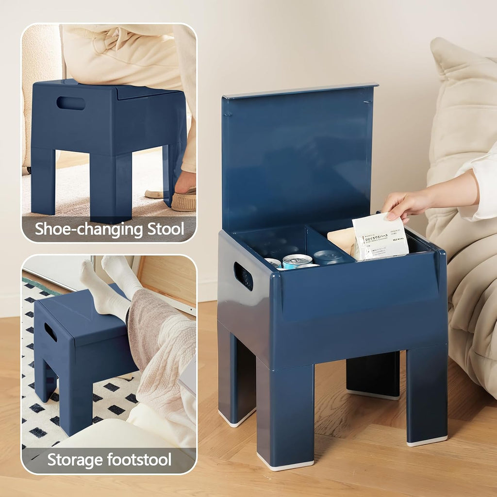 Colorful ABS Plastic Nightstand Detachable Storage Side Table Stool | Tool-Free Assembly, Eco-Friendly Plastic, Detachable Legs, 230 Lbs Load, Bedroom, Living Room, Bathroom, Outdoor & Pool Use