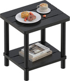 Outdoor Side Table with 2-Tier, Bamboo Small Patio Adirondack Tables | Black,Easy Assembly,Easy Maintenance,Weather Resistant,For Indoor/Outdoor/Patio/Pool/Porch