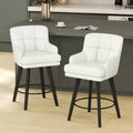 SAECKBERG 360°Swivel Counter Height Bar Stools with Back, 26 inch Solid Wood Legs, Bar Stool Modern Kitchen Island Chairs, Faux Leather (Beige- Faux Leather, 26" H- Set of 2)