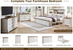 Farmhouse 26"H Nightstand Set of 2, 23.6"W End Table with Charging Station | 3 Drawers Storage, Wood Side Table w/Roman Column, Bedside Cabinet for Bedroom, Living Room, Antique White