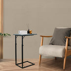 C-Shaped End Table for Couch, Adjustable Sofa Side Table with Sturdy Metal Frame, Small Space Rustic Gray TV Tray Table for Living Room, Bedroom, Bedside, Modern Functional Accent Furniture