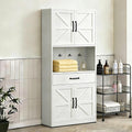 White Steel Kitchen Pantry Storage Cabinet with Large Countertop, Adjustable Shelves, Drawers & Hooks, Heavy-Duty White Cabinet for Kitchen Living Room Bathroom, 30.3x15.7x70.9 Inches