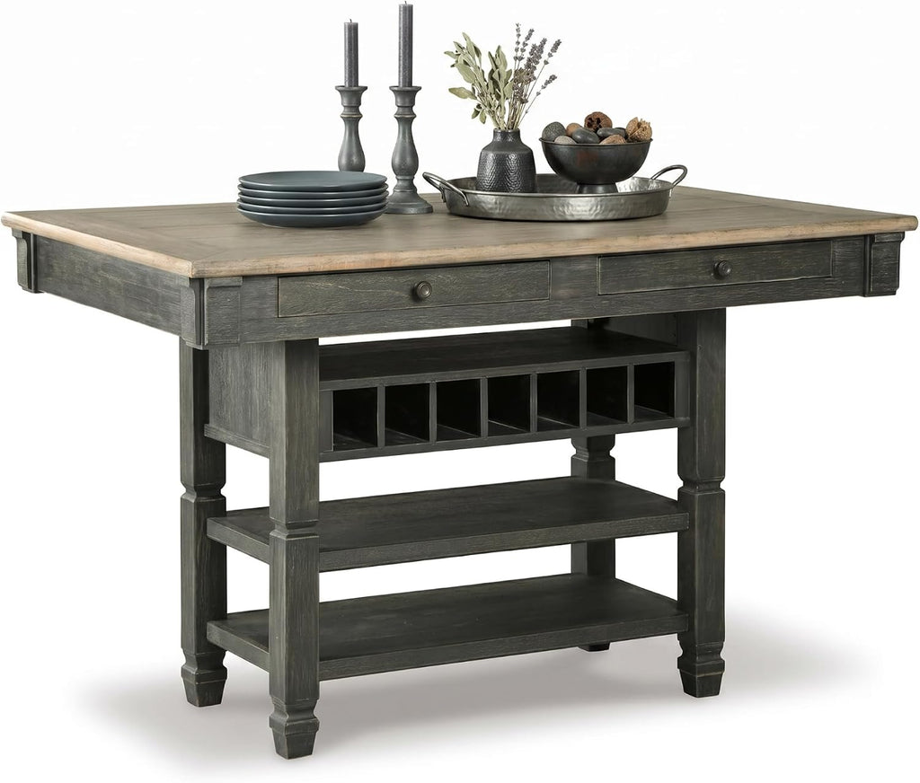 Signature Design by Ashley Counter Height Table with Storage, Farmhouse