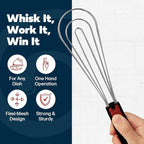 Flat Whisk and Tongs for Cooking – Multipurpose Kitchen Tool for Beating Eggs, Salad Tongs, BBQ, Whisks for Cooking, Easy Whisk, Hand Whisk (Black)