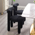 DUOMAY Modern Black Boucle Dining Chairs Set of 4, Sherpa Upholstered Kitchen Chairs Armless Barrel Back Dining Chair, Living Dining Room Chairs, Reception