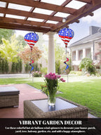 2PCS Giant Patriotic Hot Air Balloon Wind Spinners 14" W x 59" H Large American Whirligig Wind Spinner Hanging Ornaments for Memorial Day July of 4th Yard Garden Lawn Outdoor Decorations