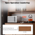 Kavie Kitchen Pantry Cabinet, Large-Capacity Sideboard with Open Shelf, Doors & Drawers, Wide Countertop for Appliances, Freestanding Cabinet for Kitchen (Natural+White,31.5" L*14.1" W*66.9" H)