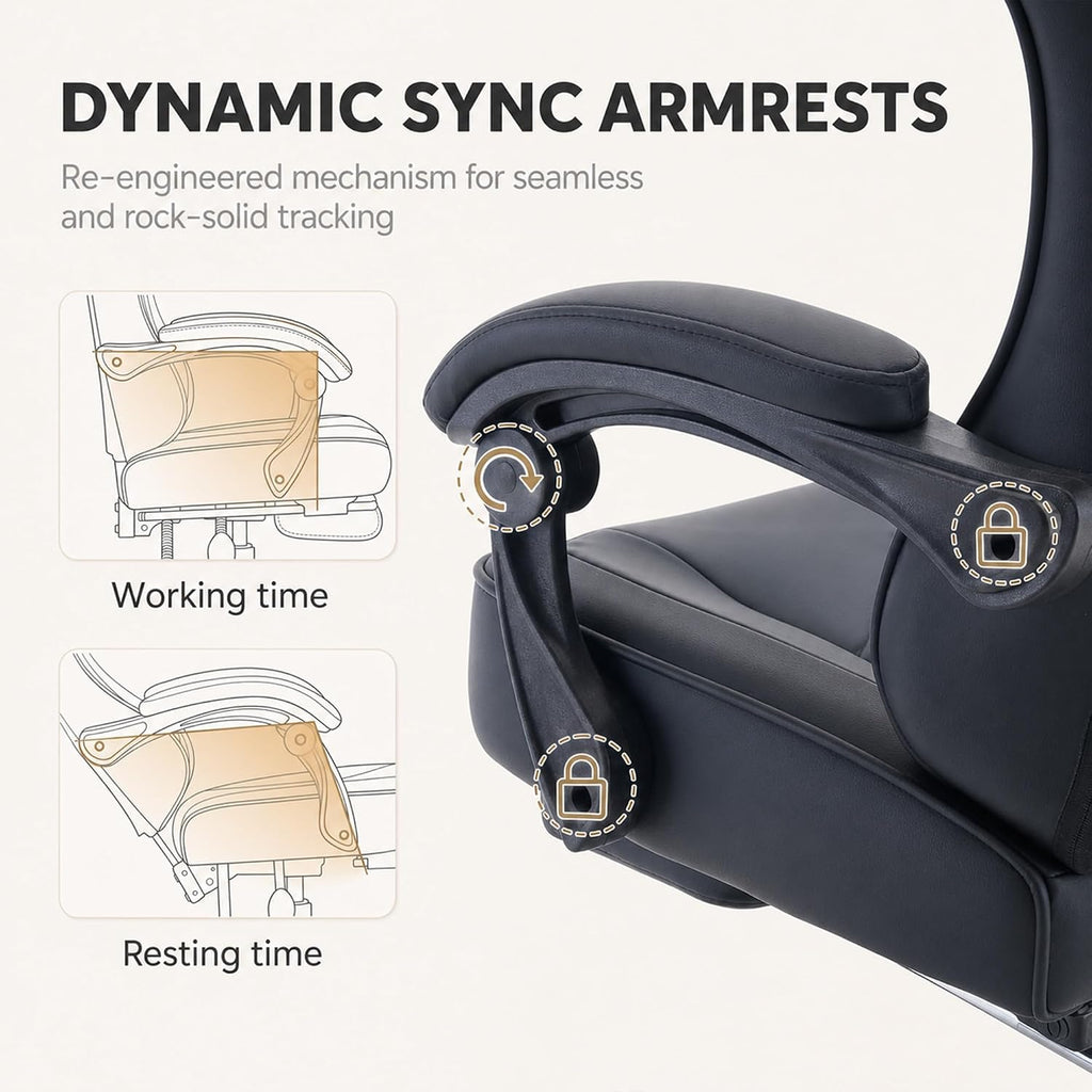 Office Desk Computer Gaming Chair for Adults, Ergonomic High Back Gamer Chair with Massage and Pocket Spring Cushion, Swivel Comfy Video Game Chairs with Footrest and Lumbar Support (Black)