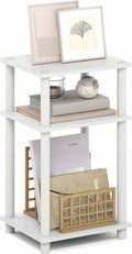 Furinno Turn-N-Tube 3-Tier Toolless Side Table, Narrow Printer Stand with Open Shelf, End Table, Night Stand, for Living Room, Bedroom, White