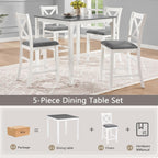 LUMISOL 5-Piece Counter Height Dining Set, Wooden Square Table with 4 Chairs, Space-Saving 4-Person Dining Table Set for Small Kitchen Dining Room, Grey + White