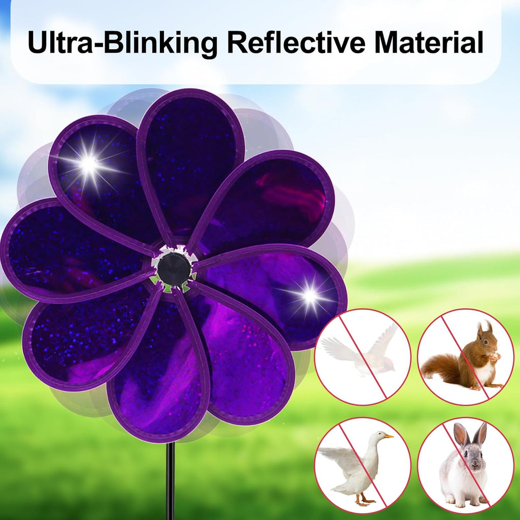 4PCS Flower Wind Spinner Sparkly Lawn Pinwheel 11.8 inch Garden Windmill for Garden, Party, Mardi Gras，Christmas Outdoor, Yard Decor