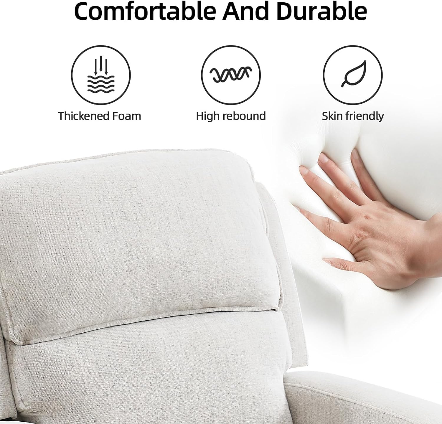 EBELLO Manual Living Room Furniture Reclining Couch Set, Soft Fabric Loveseat Recliner Sofa for Meeting Room, Overstuffed Backrest and Armrest (Loveseat)