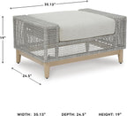 Signature Design by Ashley Seton Creek Casual Nuvella Weather Resistant Fabric Outdoor Ottoman with Cushion, Light Gray & Light Brown