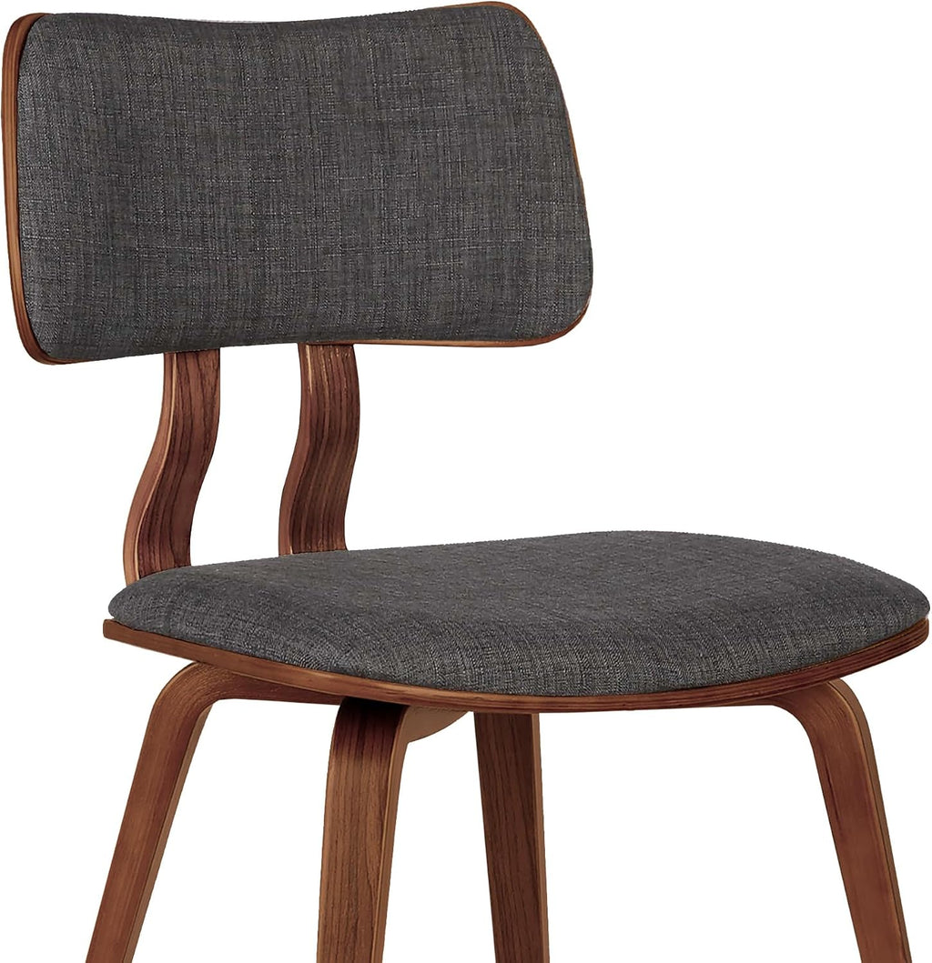 Armen Living Jaguar Dining Chair in Charcoal Fabric and Walnut Wood Finish,Charcoal/Walnut Finish 20D x 18W x 29H in