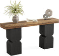 63-Inch Console Table, Heavy-Duty Look, Behind Couch Sofa Table, Color Blocking Design, Bold Structural Presence, Modern Entryway Furniture for Living Room, Hallway, Foyer, Brown + Black