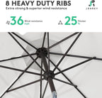JEAREY 10FT Patio Umbrellas Outdoor Table Umbrella with Push Button Tilt and Crank, Market Umbrella 8 Sturdy Ribs UV Protection Waterproof for Pool, Garden (White)