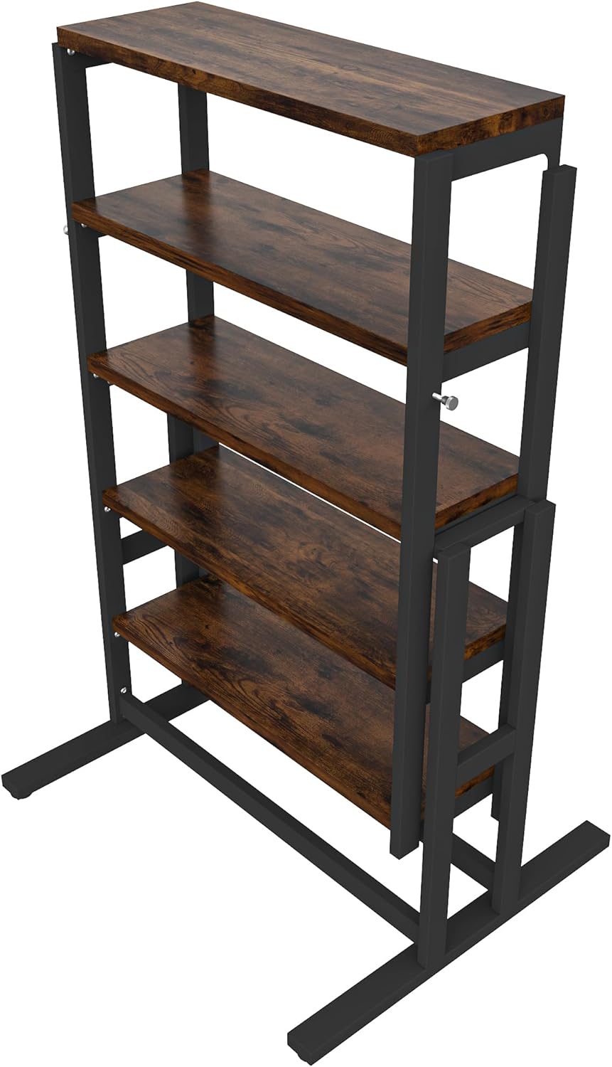 Convertible Dining Table, Multipurpose Mahogany Storage Shelf, 2 in 1 Bookshelf to Kitchen Table, Space Saving Transformer Shelf Table for Dining Room, Living Room (Rustic Brown, 47.2 Inch)