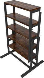 Convertible Dining Table, Multipurpose Mahogany Storage Shelf, 2 in 1 Bookshelf to Kitchen Table, Space Saving Transformer Shelf Table for Dining Room, Living Room (Rustic Brown, 47.2 Inch)