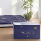 MAXYOYO Futon Mattress, Japanese Floor Mattress Folding Sleeping Pad | Black Moon and Star Quilted Mattress Topper, Extra Thick Breathable Floor Lounger Guest Couch for Camping, Queen