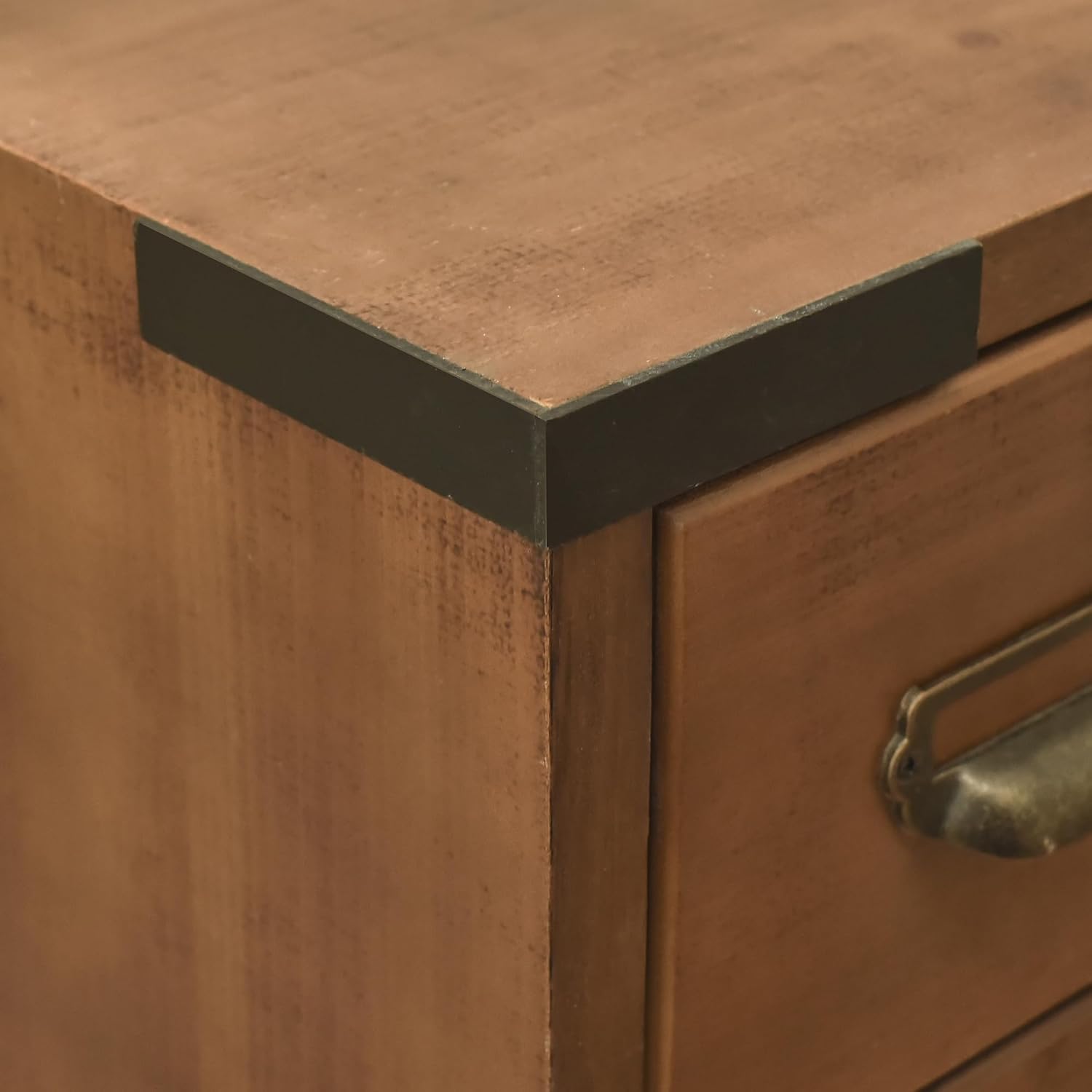 eHemco Antique Style 4-Drawer Storage End Table Side Table with Metal Hairpin Legs, Antique Walnut