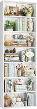 FACBOTALL 82" Tall Bookshelf, 7-Tier Open Shelves Bookcase, Freestanding Display Storage Shelves, Tall Bookcase Home Decor Furniture for Home Office, Living Room, Bedroom, White