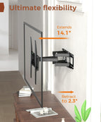 TV Wall Mount for 32-65 inch TVs, Full Motion Wall Mount TV Bracket | Articulating Dual Arms, Swivel Tilt Extension, Max VESA 400x400mm, Fits 12" 16" Wood Studs up to 77 lbs