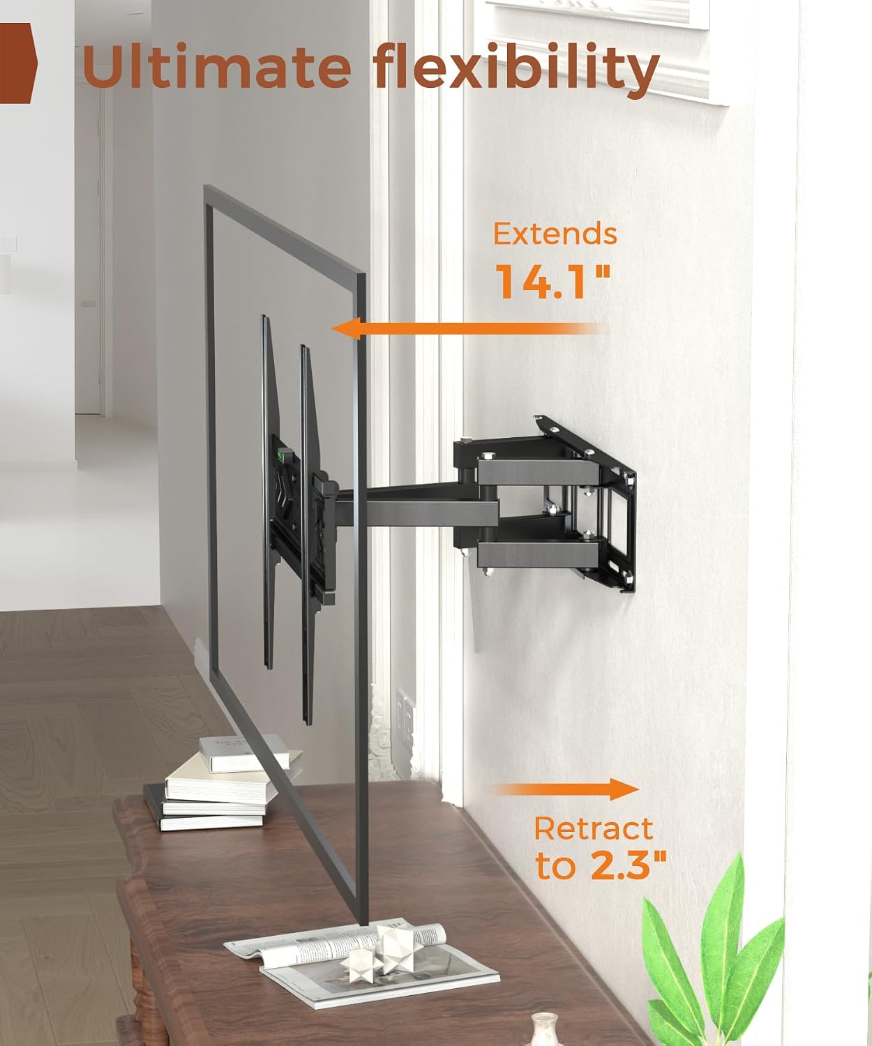 TV Wall Mount for 32-65 inch TVs, Full Motion Wall Mount TV Bracket | Articulating Dual Arms, Swivel Tilt Extension, Max VESA 400x400mm, Fits 12" 16" Wood Studs up to 77 lbs