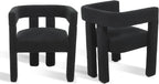 Modern Dining Chair Set of 2 / Living Room Chairs, Fabric Armchair, Upholstered Barrel Chair for Living Room Kitchen Reception (Black Teddy, Set of 6)