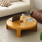 Modular Round Coffee Table Set, 4-Piece Plastic Center Table with Sturdy Base for Living Room Bedroom Office Space Saving Storage Solution Modern Style Yellow White