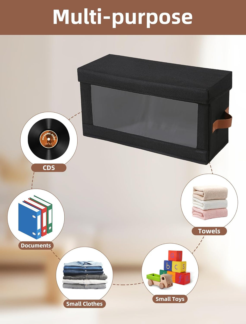 4 Packs DVD Storage Box with Visible Window, Dustproof DVD Case Holder Organizer with Lid and Handles, Holds Up to 104 Cases, CD Holder for Blu-ray & CD Storage-15.75 x 6.10 x 8.07In