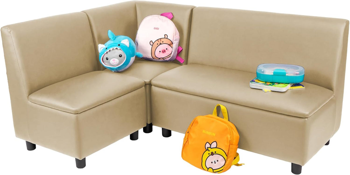 FDP Kid Comfort Collective Modular L-Shaped Seating, 3-Piece Set - Sand