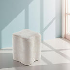 Get Set Style 14.4 Inch Flowers Shaped Ottoman,Modern Chenille Ottoman Vanity Stool for Living Room Comfortable Pouf Extra Seating,Stylish Sofa Foot Rest (Beige)