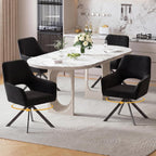Furniliving Modern Swivel Dining Chairs Set of 4, Upholstered Chenille Dining Room Chairs with Thicken Cushion, 360° Rotating Kitchen Chairs with Metal Legs for Dining Room, Living Room