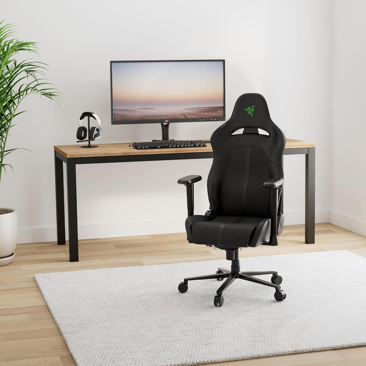 Razer Enki X Essential Gaming Chair, All-Day Comfort, Black | Built-in Lumbar Arch, Optimized Cushion Density, Dual-Textured, Eco-Friendly Synthetic Leather, Adjustable 152-degree Recline