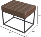 HomePop 22" Theodore Channel Tufted Ottoman - Brown Faux Leather